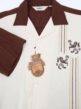 NWT Vintage Da Vinci California Shirt mens S Short Sleeve Camp Embroidered Lion